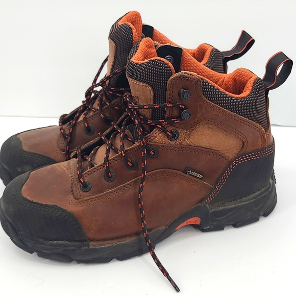 Danner 8.5 brown black rust orange steel toe lace up work boots - Picture 2 of 7